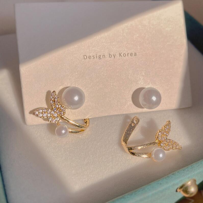 Elegant Pearl Butterfly Wing Earrings for Women