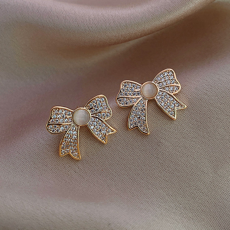 Premium Silver Bow Geometric Alloy Earrings
