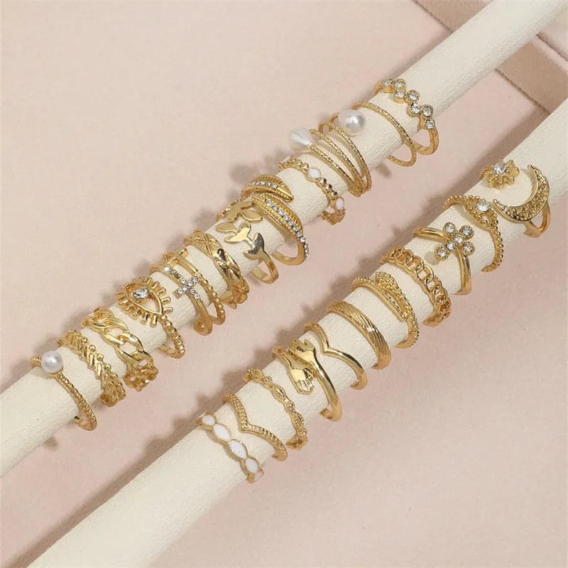 Casual Alloy Iron Inlay Rhinestones Women's Rings
