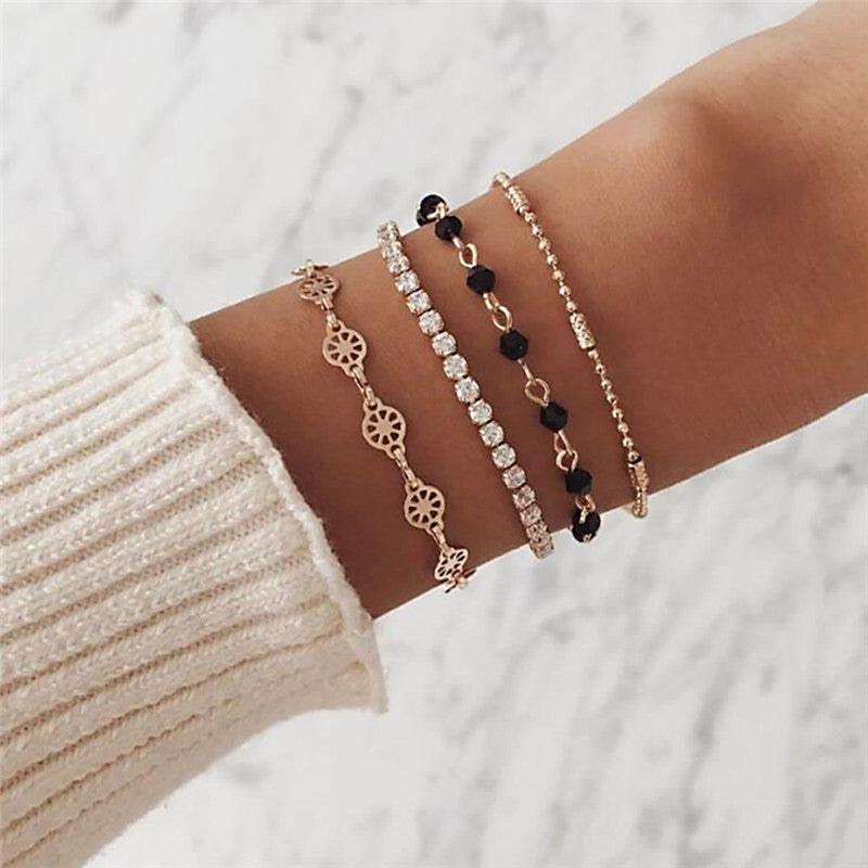 Gold & Crystal Bracelet Set