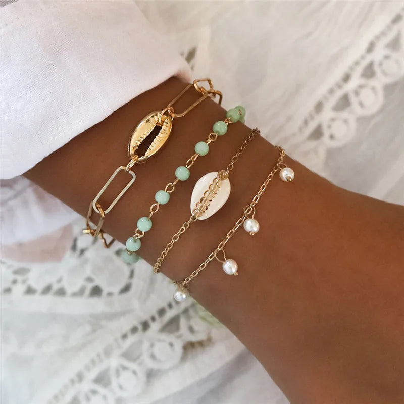 Gold Plated Turquoise Rhinestones Bracelets