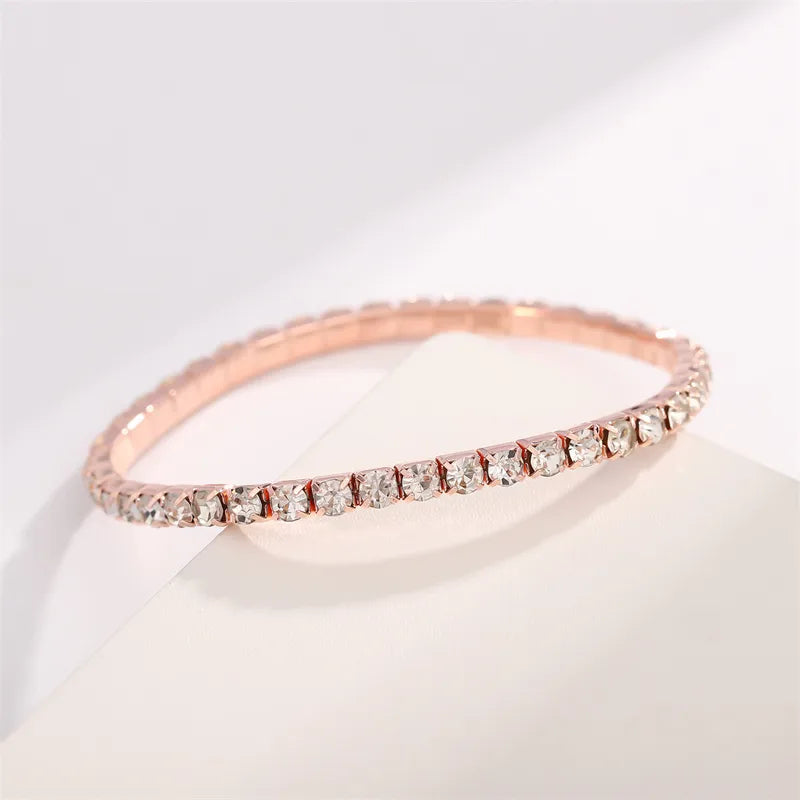 Street-wear Infinity Solid Colour Alloy Artificial Crystal Women's Bracelets Bangle