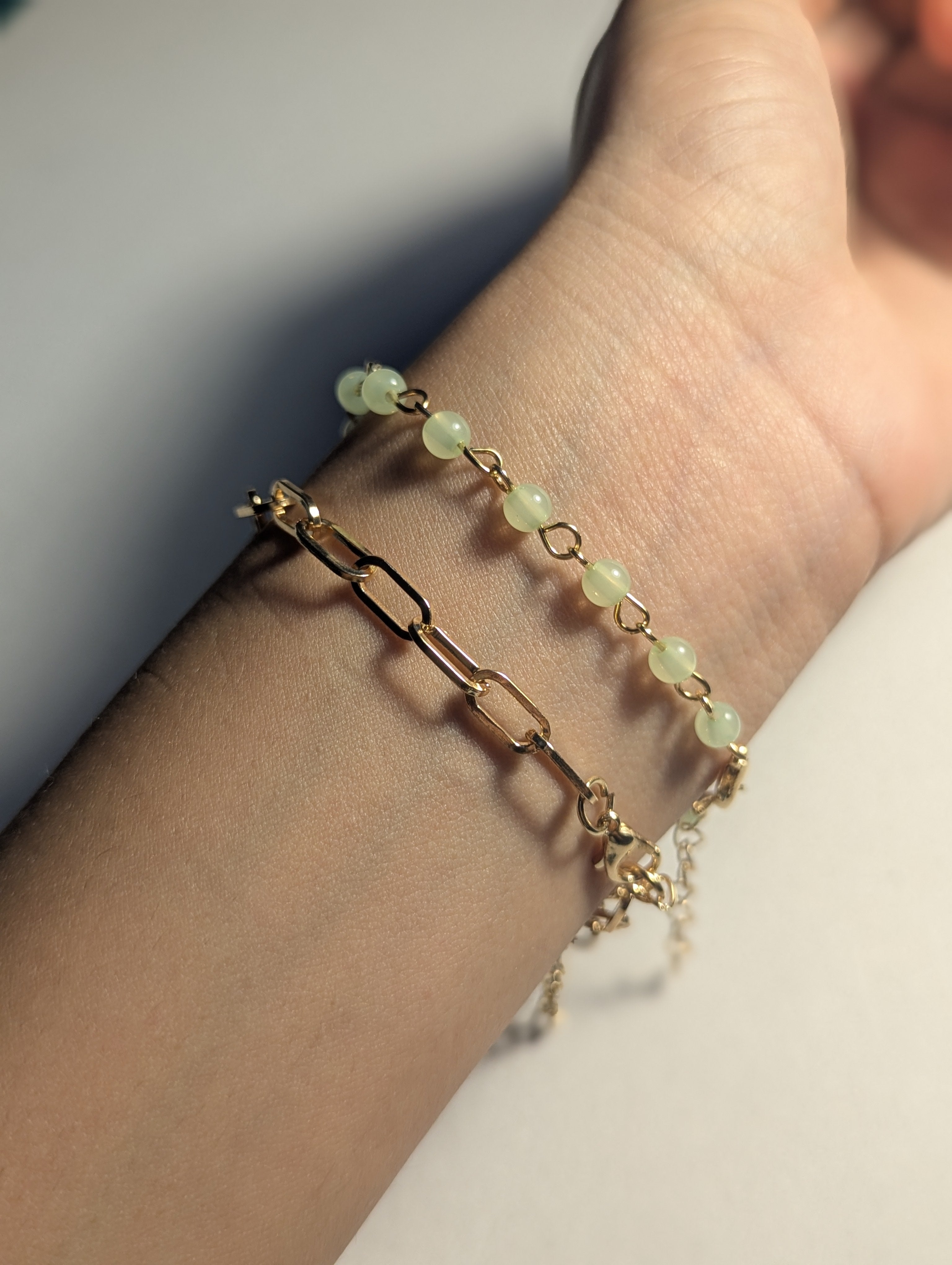 Elegant Dual Bracelet Set – Gold Chain & Beaded Bracelet
