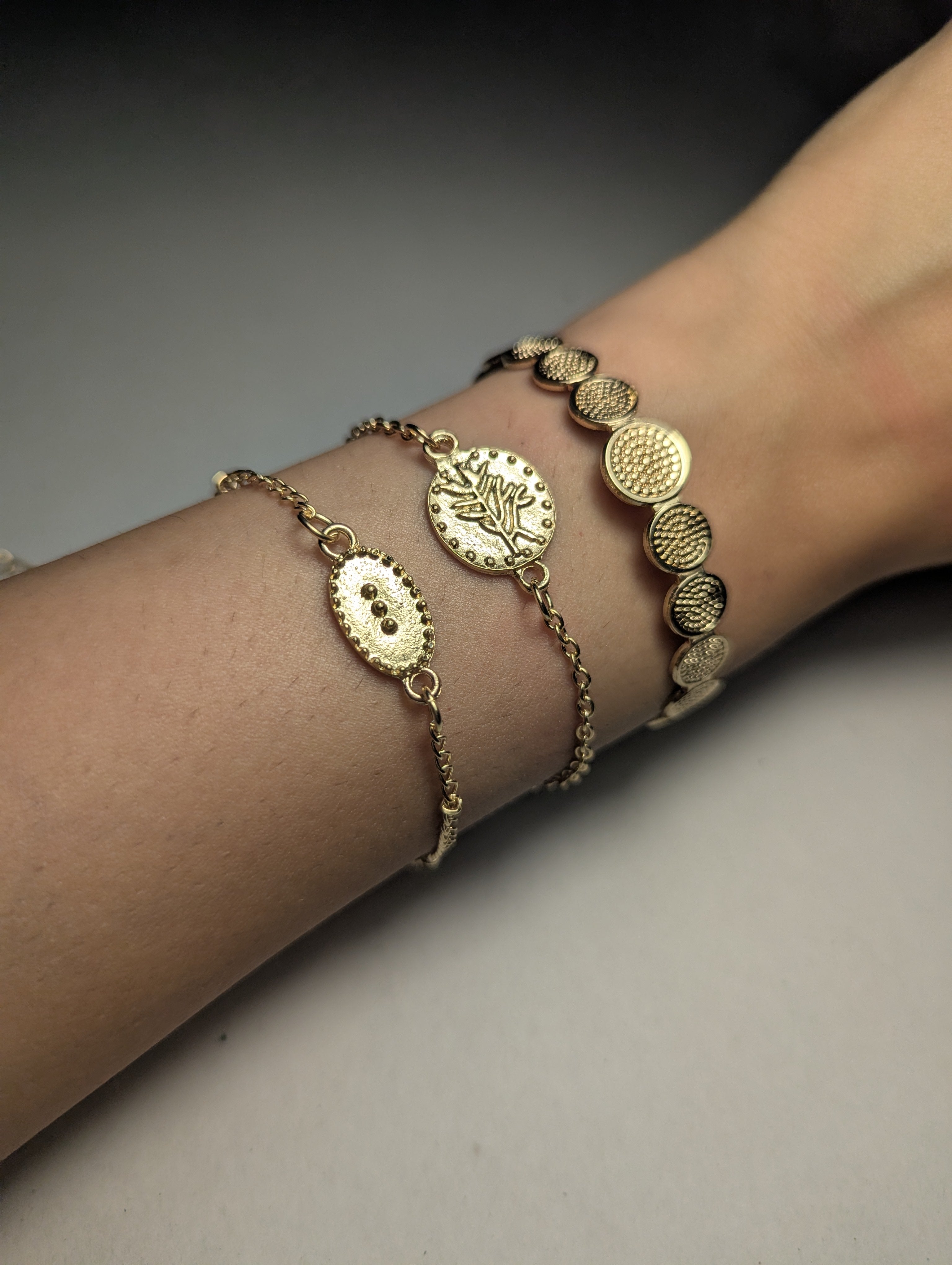 Elegant Triple Bracelet Set – Gold Chain & Beaded Bracelet