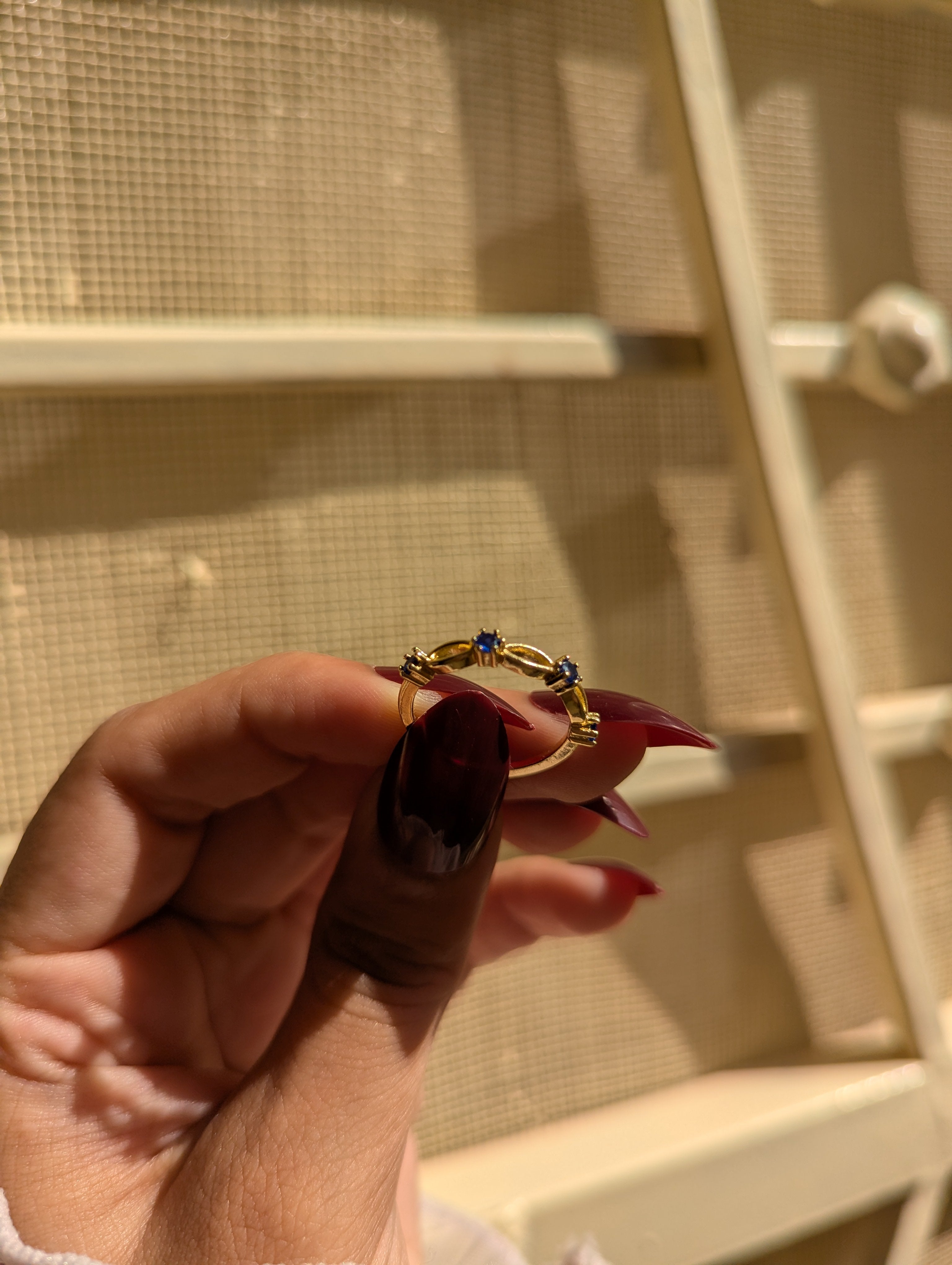 Gold Plated Blue Stone Ring – Elegant Minimalist Fashion Jewelry