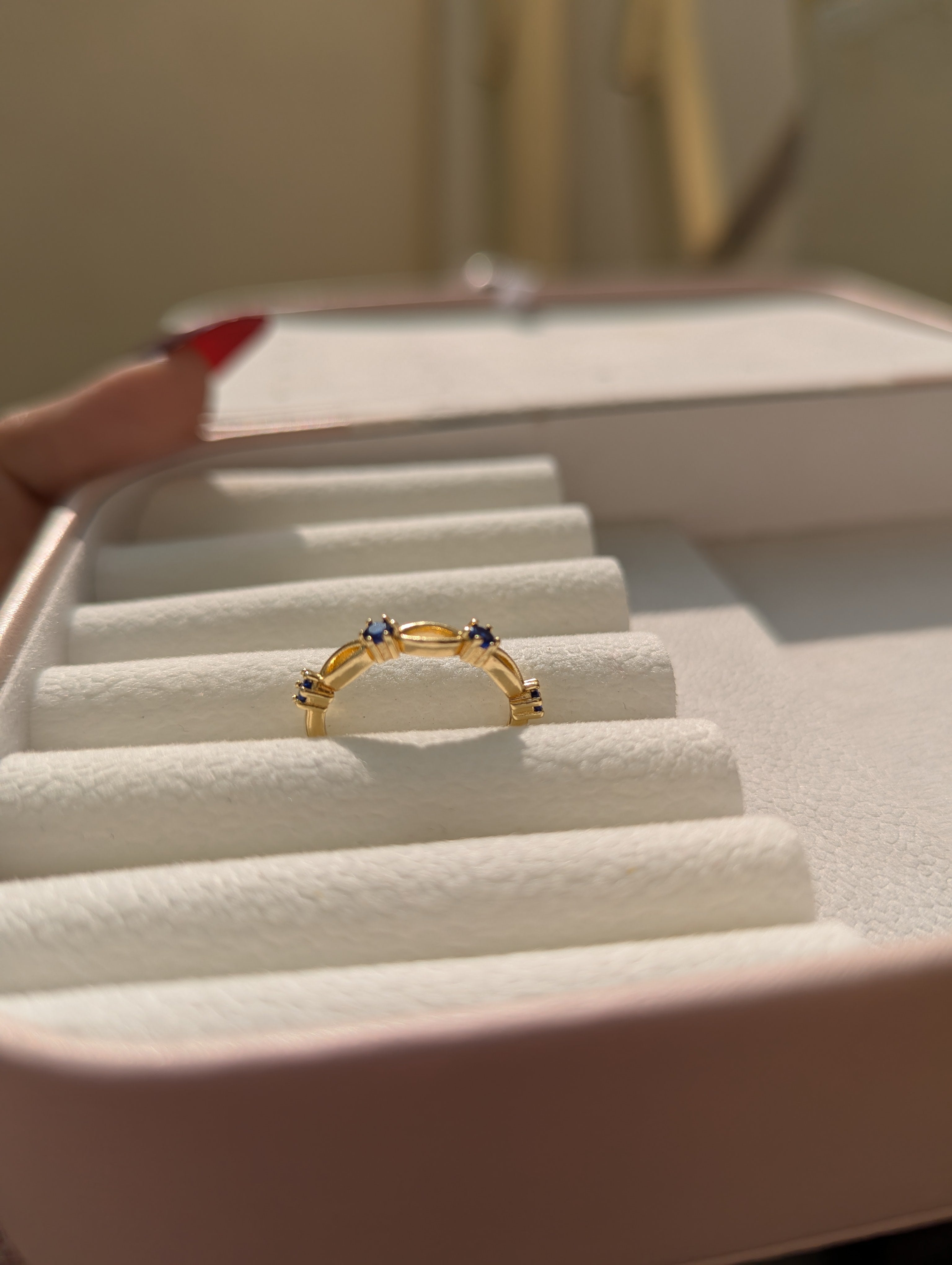 Gold Plated Blue Stone Ring – Elegant Minimalist Fashion Jewelry