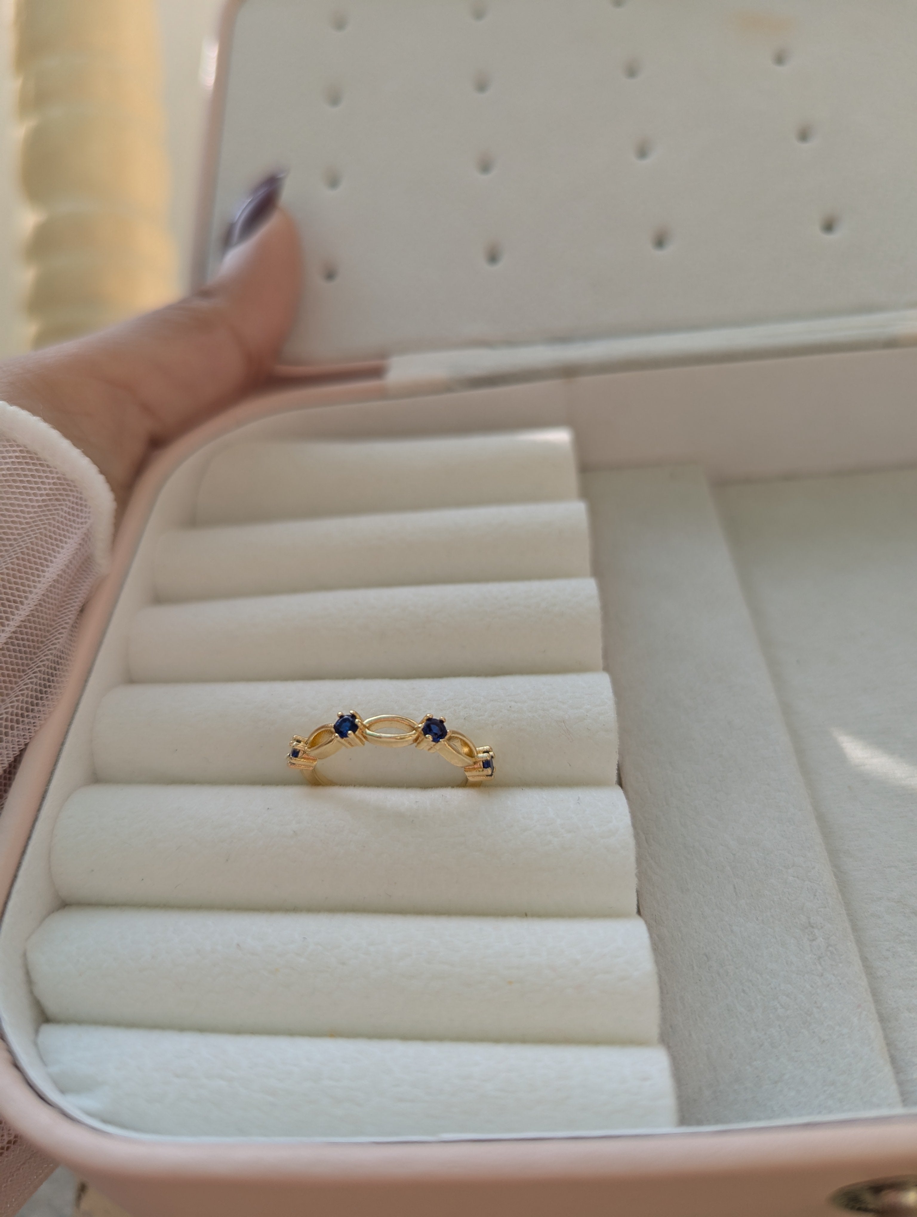Gold Plated Blue Stone Ring – Elegant Minimalist Fashion Jewelry