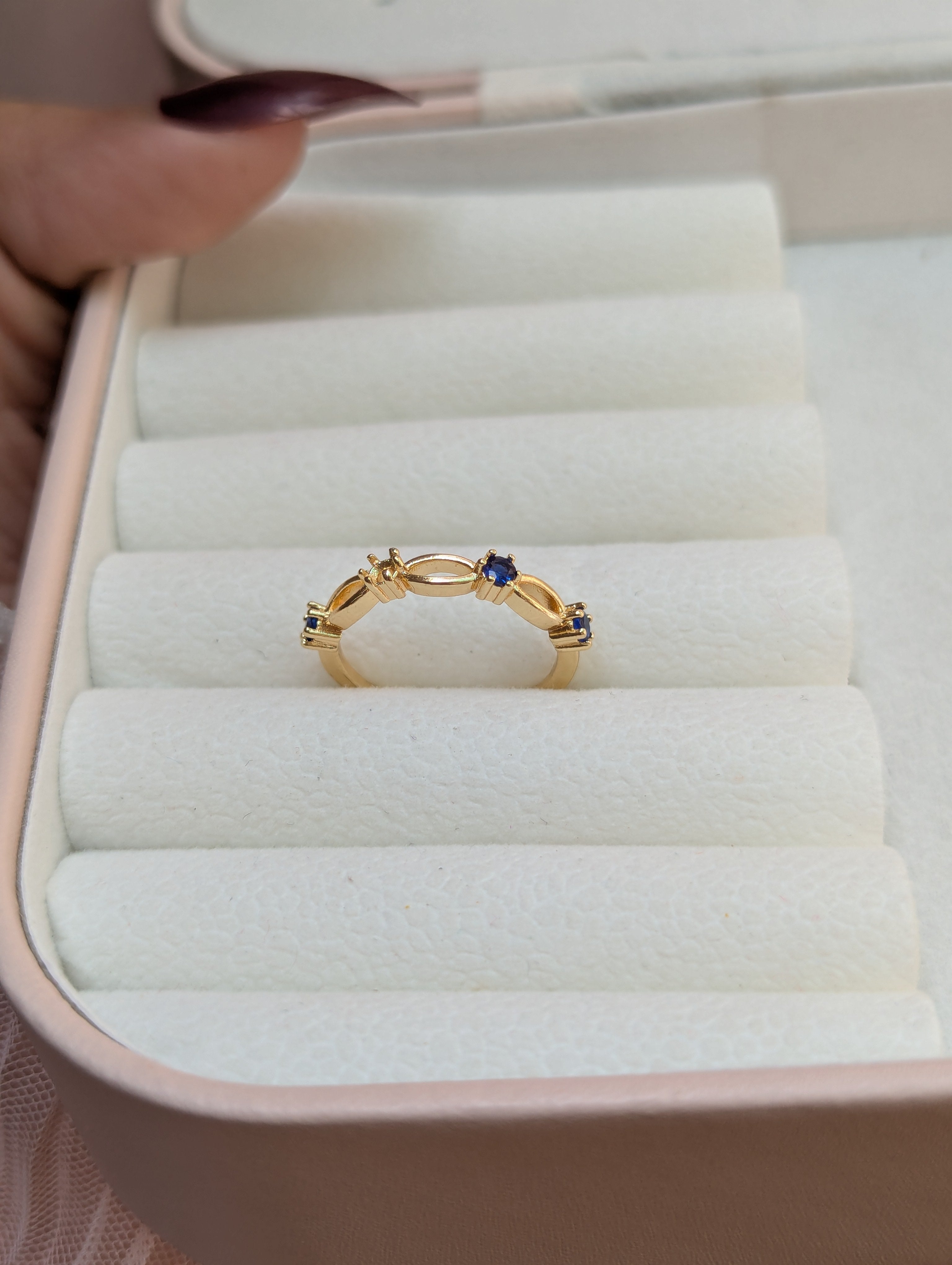 Gold Plated Blue Stone Ring – Elegant Minimalist Fashion Jewelry