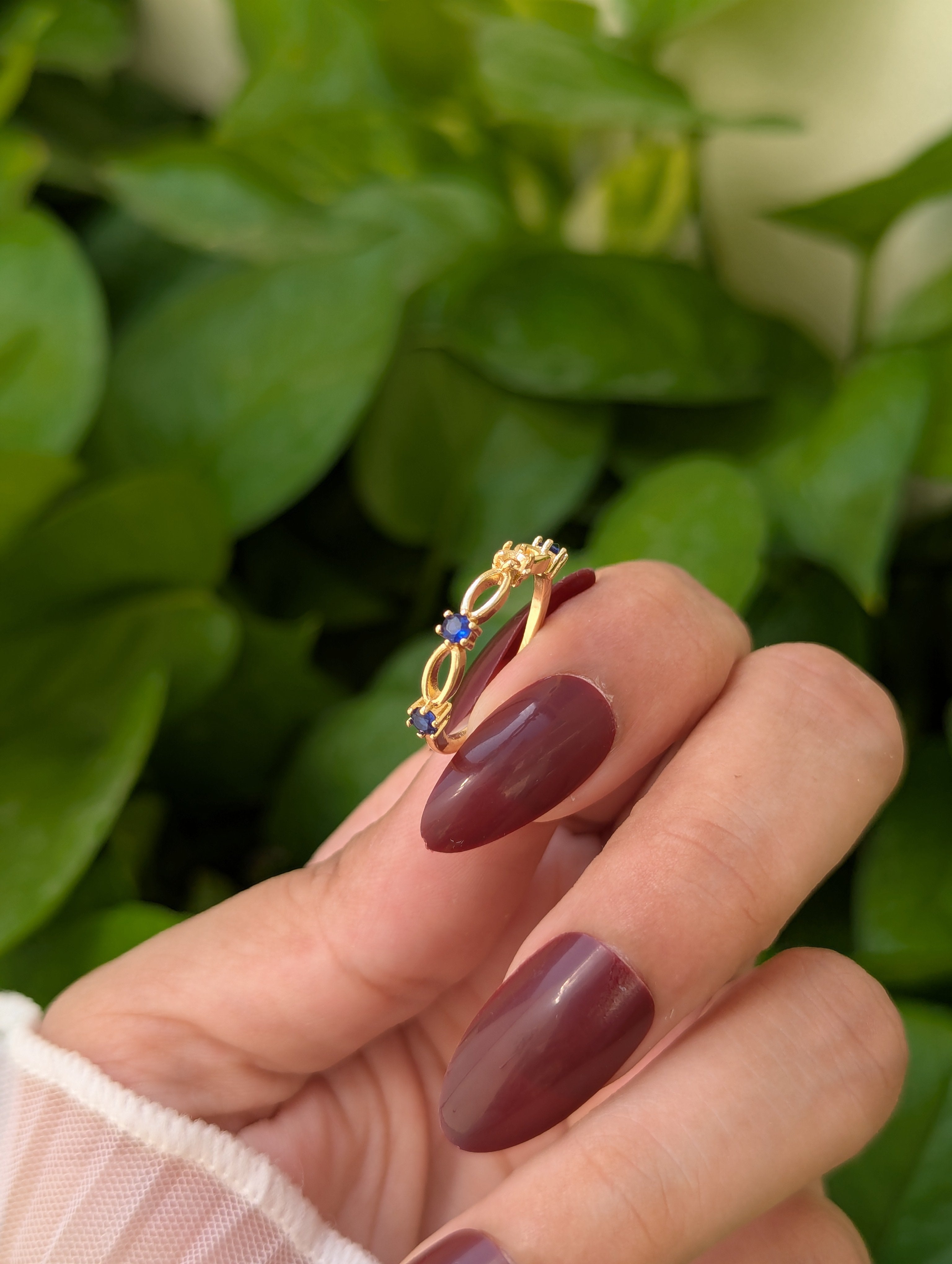 Gold Plated Blue Stone Ring – Elegant Minimalist Fashion Jewelry