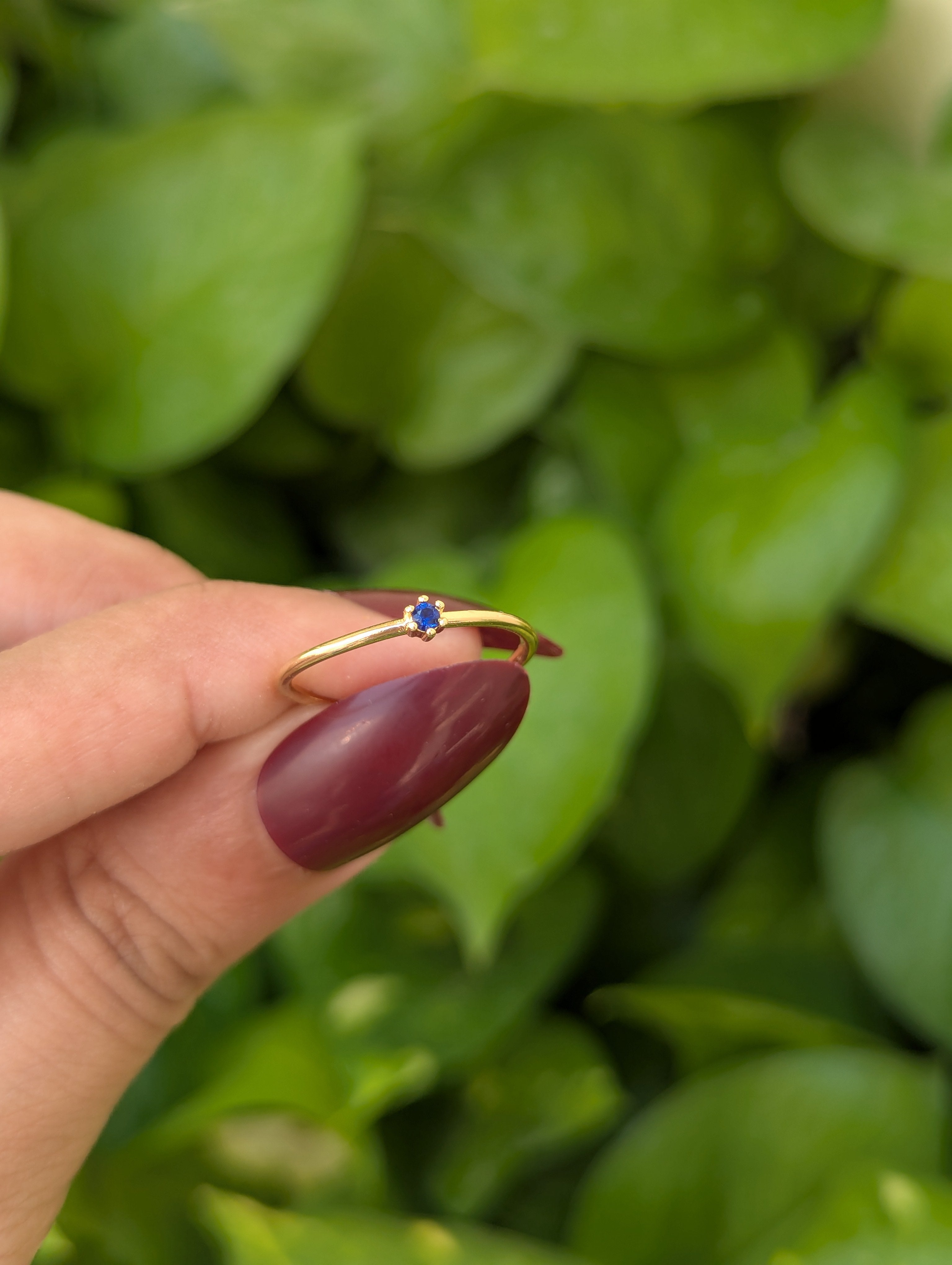 Gold Plated Blue Stone Ring – Elegant Minimalist Fashion Jewelry