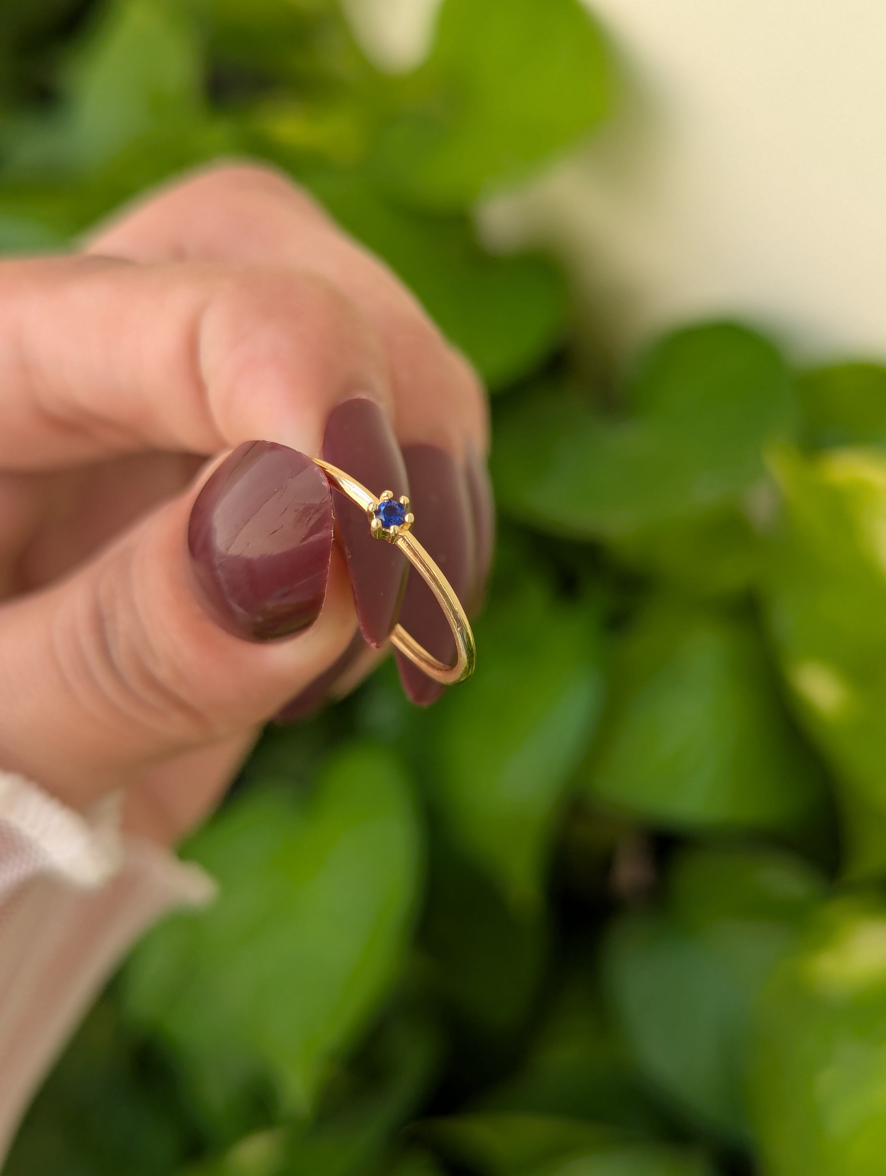 Gold Plated Blue Stone Ring Set – Elegant 2 Piece Fashion Jewelry
