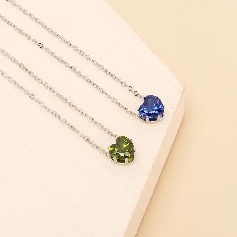 Simple Style Heart Shape Alloy Chain Pendant Necklaces